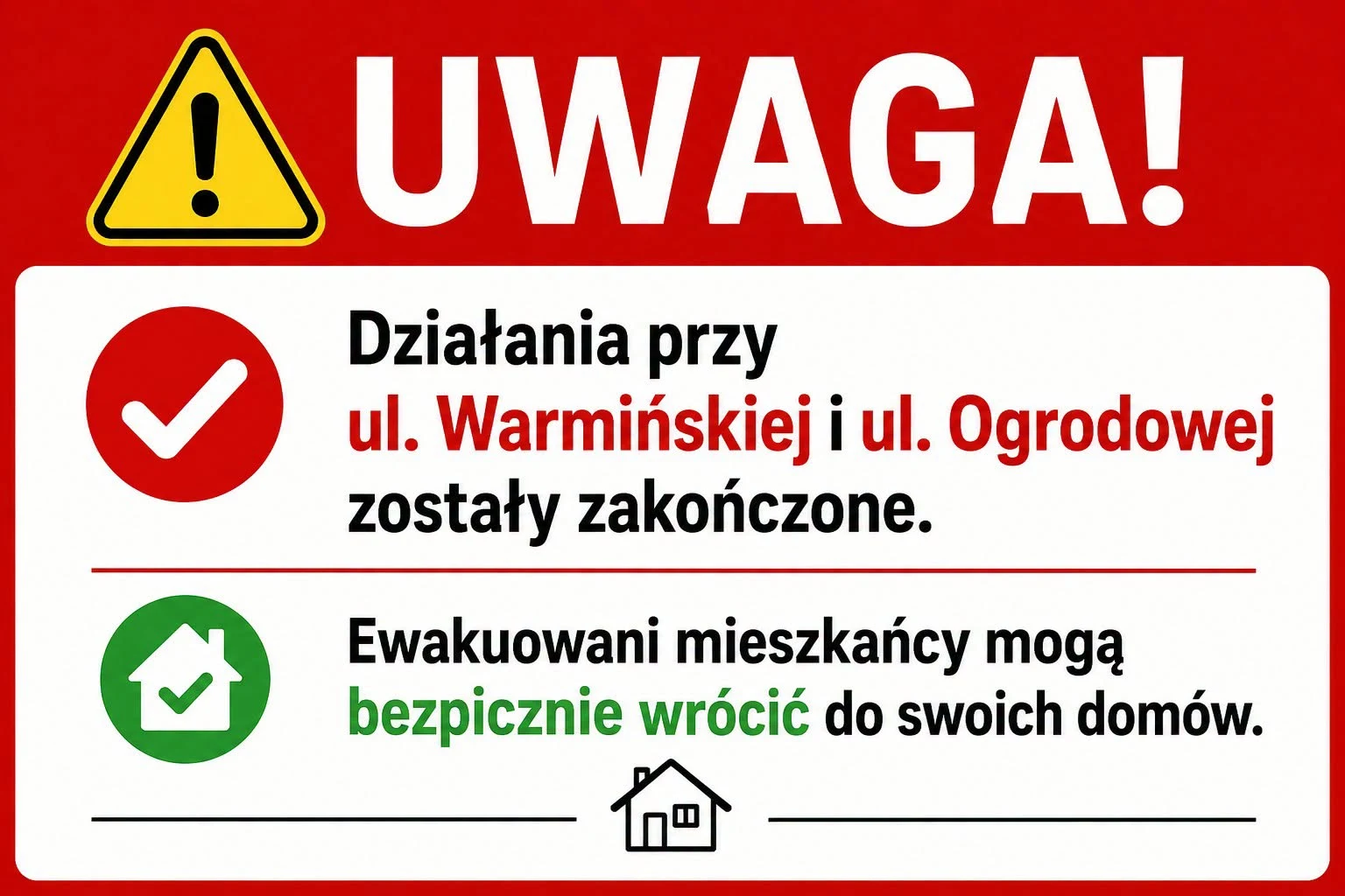 Orneta: Koniec akcji przy ul. Warmińskiej. Mieszkańcy wrócili do domów
