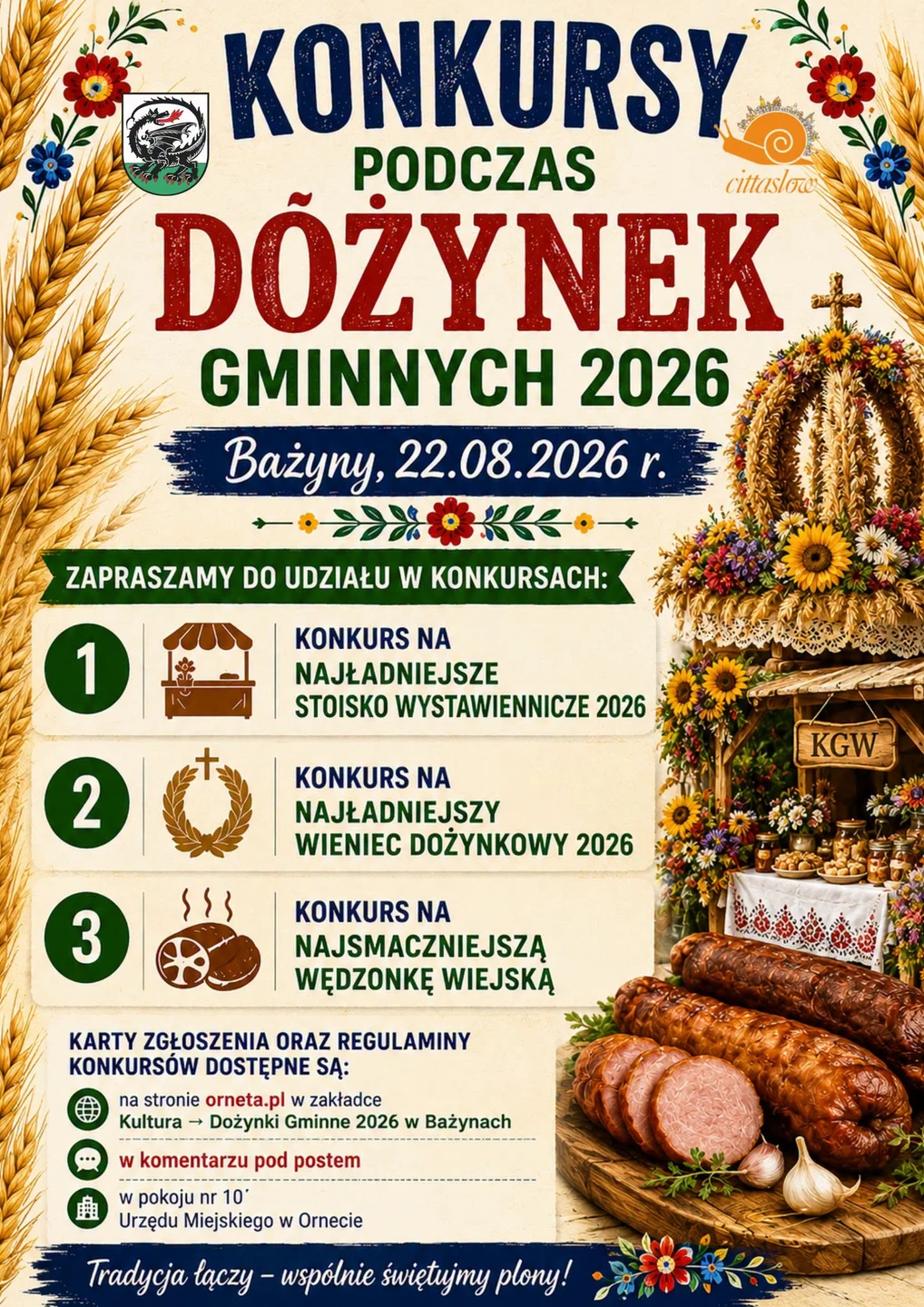 Dożynki Gminne 2026 w Bażynach – zgłoś się do konkursów