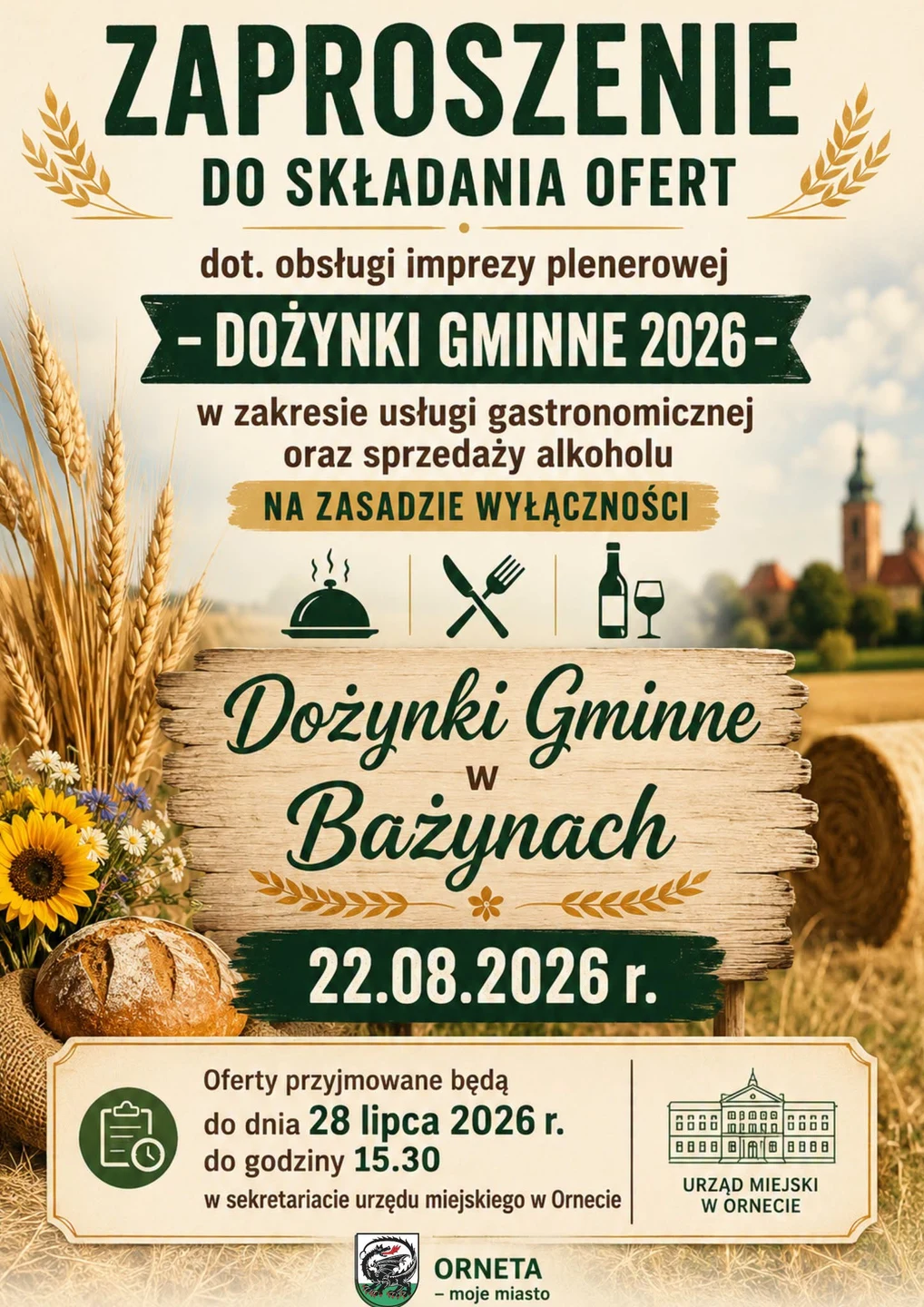 Dożynki Gminne w Bażynach – trwa nabór ofert gastronomicznych